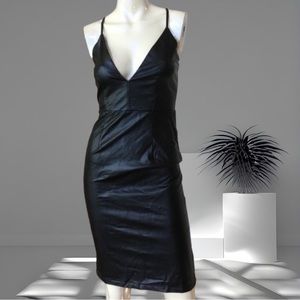 LF Alot Faux Leather Midi Slip Dress Small 4